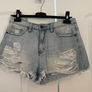 White Wash Denim Shorts